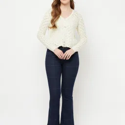 Crimsoune Club Cream Self Design Cardigan image 4