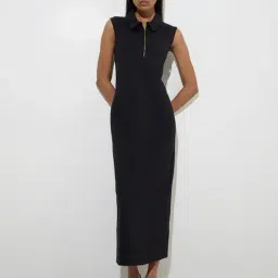 Wardrobe by Westside Black Solid Straight Dress-picture-25