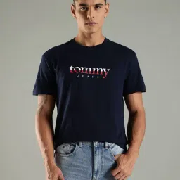 Tommy Hilfiger Blue Cotton Regular Fit Logo Printed T-Shirt-picture-39
