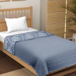 CHICERY Blue & White Floral Printed AC Room 210 GSM Cotton Double Bed Dohar-picture-33