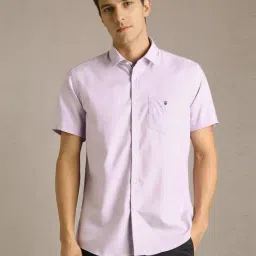 Louis Philippe Purple Cotton Slim Fit Shirt-image-15