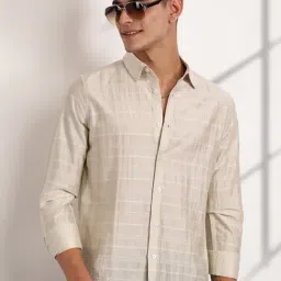 Thomas Scott Cream Slim Fit Textured Shirt-image-0