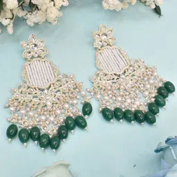 MEIRA JEWELLERY Silver Plated Kundan Stones Studded & Pearls Beaded Contemporary Chandbali-picture-41