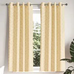 Home Centre Glimmer Marison Beige & Gold-Toned 2 Pieces Printed Window Curtains-picture-10