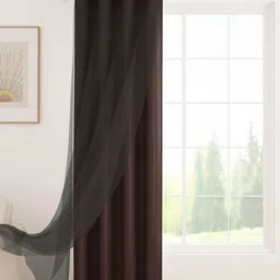 Story@home Brown Black Out & Sheer Long Door Curtain-picture-28