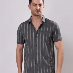 Stylox Men Vertical Striped Spread Collar Cotton Casual Shirt image 5