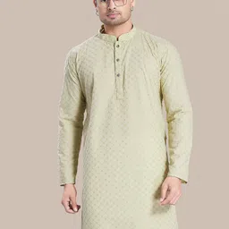 DIVISIVE Men Woven Design Festive Cotton Straight Kurta-picture-32