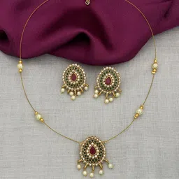 Rujve Jewellery Gold-Plated Stone-Studded Jewellery Set image 1