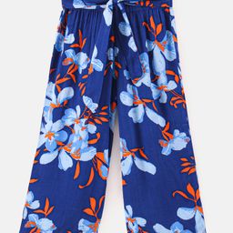 CrayonFlakes Polka Dots Printed Front Knot Belt Detail Palazzo - Blue-picture-24