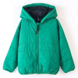 Little Kangaroos Full Sleeves Padded & Hooded Solid Winter Pocketable Jacket - Green-picture-19