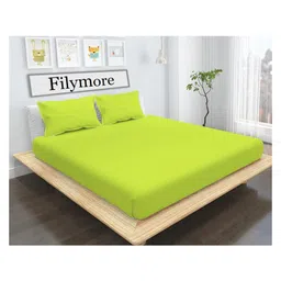 Filymore Solid Bedsheet for Double Bed 240 TC Pure Microfiber with 2 Pillow Covers - Neon Green-picture-13