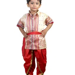 Kaku Fancy Dresses Half Sleeves Bihu Dance Costume Set - Cream-picture-14
