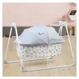 R for Rabbit Lullabies Manual Swing Cradle for New Born Baby with Mosquito Net | 5 Point Safety Harness | Quick & Easy Assembly Sturdy & Safe | Uyyala Palna Jhula -Grey & Multicolor-picture-18