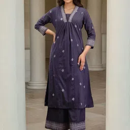 SANISA Women Floral Printed Regular Sequinned Kurta with Palazzos & Dupatta-image-10