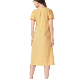 Piu Half Sleeves Abstract Printed Maternity Nighty With Concealed Zipper Nursing Access - Yellow image 3