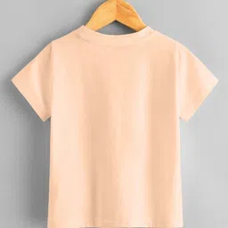 KNITROOT Cotton Lycra Lohri Theme Half Sleeves Balle Balle It Is Lohri Time Text Printed Tee - Peach image 3