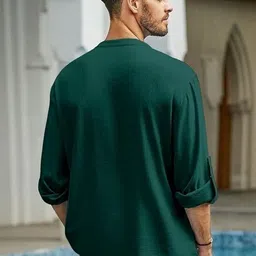 Edin Men Solid Cotton Kurtas image 2