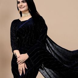 CLICK THE MALL Embellished Sequinned Sarees With Blouse-picture-7