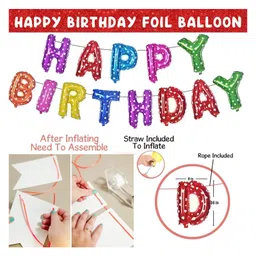 Bubble Trouble Happy Birthday Decoration Kit Combo - 23Pcs Multicolor 7th Birthday Decoration Combo For Kids With Polka Dotted Balloons, Birthday Foil Balloons, No.7 Golden Foil Balloons image 3