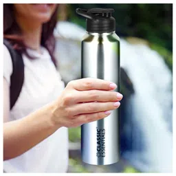 sanjeev kapoor Classic Essentials Stainless Steel Thunder Sipper Bottle, Fridge Bottle, GYM Bottle 1000 ml Bottle (Pack of 4, Silver, Steel) image 3