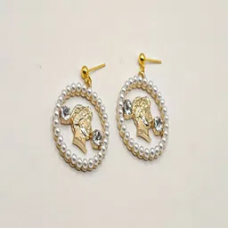 SAPRAA TRENDS Gold-Plated American Diamond & Pearls Studded Anti Tarnish Jewellery Set image 4