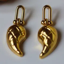 WEAVING HOMES Gold-Plated Mirchi Shaped Drop Earrings-picture-38