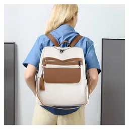 SYGA Women Breathable Soft Backpack Everyday Style with Practical Inner Pockets(White) image 5