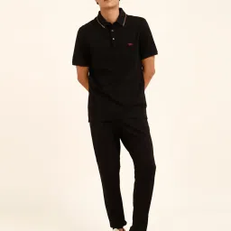 ANDAMEN Black Regular Fit Polo T-Shirt image 5
