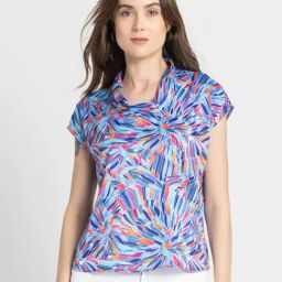 SHAYE Navy Floral Print Top-picture-29