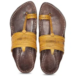 Kalapuri Men's Yellow Kolhapuri Sandals image 5