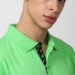 forever 21 Forever21 Green Cotton Regular Fit Polo T-Shirt image 5