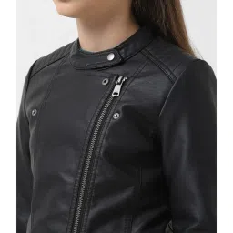 VERO MODA GIRL Black Solid Full Sleeves Jacket image 5