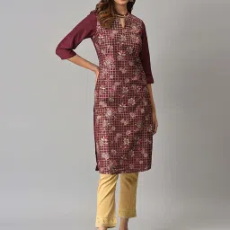 Aurelia Brown Printed Straight Kurta image 5