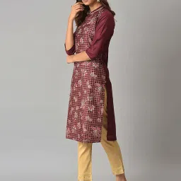 Aurelia Brown Printed Straight Kurta image 3