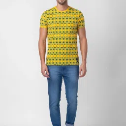 Being Human Mustard Regular Fit Printed Crew T-Shirt image 5