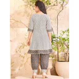 Muhuratam Girls Ethnic Wear Off White Colour Floral Print With Sequin Lace Cotton Kurti Patiala Set image 5