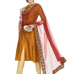 A R SILK DUPATTA HUB Embroidered Dupatta with Mirror Work image 3