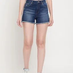 MADAME Blue Regular Fit Shorts-image-20