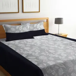 Klotthe Printed Multicolor 350 TC Cotton Queen Bed Cover with 2 Pillow Covers-image-13