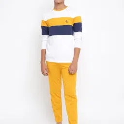 Lil Tomatoes Kids White & Yellow Solid Full Sleeves T-Shirt with Pyjamas-image-45