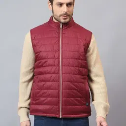 Cantabil Red Regular Fit Quilted Jacket-picture-14