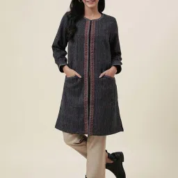 Fabindia Black Chequered Jacket image 1