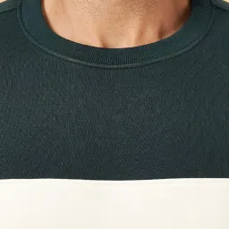 Byford by Pantaloons Green & Blue Slim Fit Colour Block Sweatshirt image 5