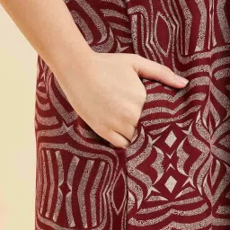 Sweet Dreams Maroon Cotton Printed Night Gown image 5