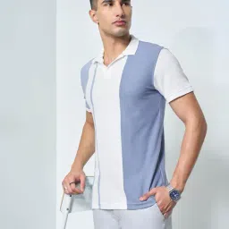 Peregrine By Pantaloons Blue Slim Fit Striped Polo T-Shirt image 4