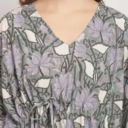 Secret Wish Green Printed Kaftan Nighty image 5