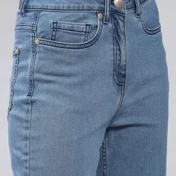 Label Ritu Kumar Light Blue Straight Fit Mid Rise Jeans image 5