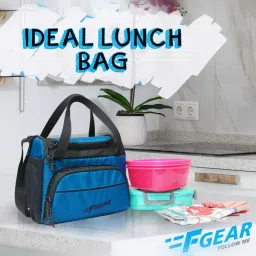 F Gear Yolo Aqua Blue & Black Medium Lunch Bag image 5