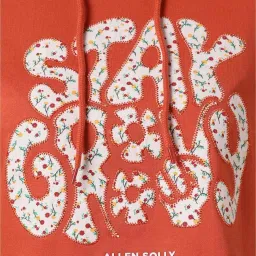 Allen Solly Orange Cotton Printed Hoodie image 5