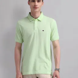Ad By Arvind Green Regular Fit Self Pattern Polo T-Shirt-image-11